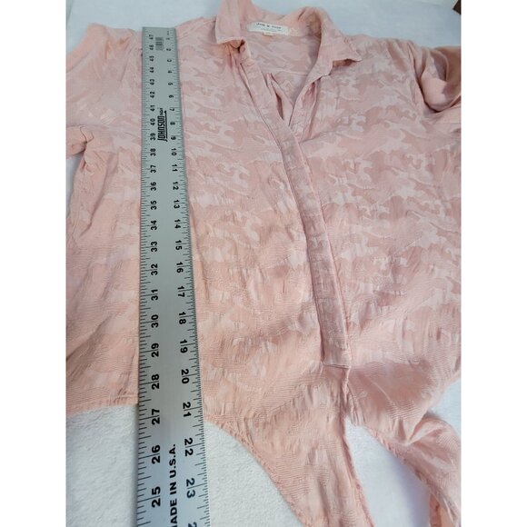 Anthropologie Cloth & Stone Women Joanie Tie-Front Button-Down Shirt Large Peach - Picture 8 of 8